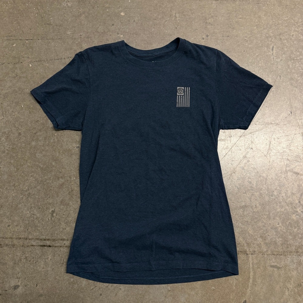 Veece California Collective Graphic T-Shirt Mens Small Navy Blue Flag Logo Tee